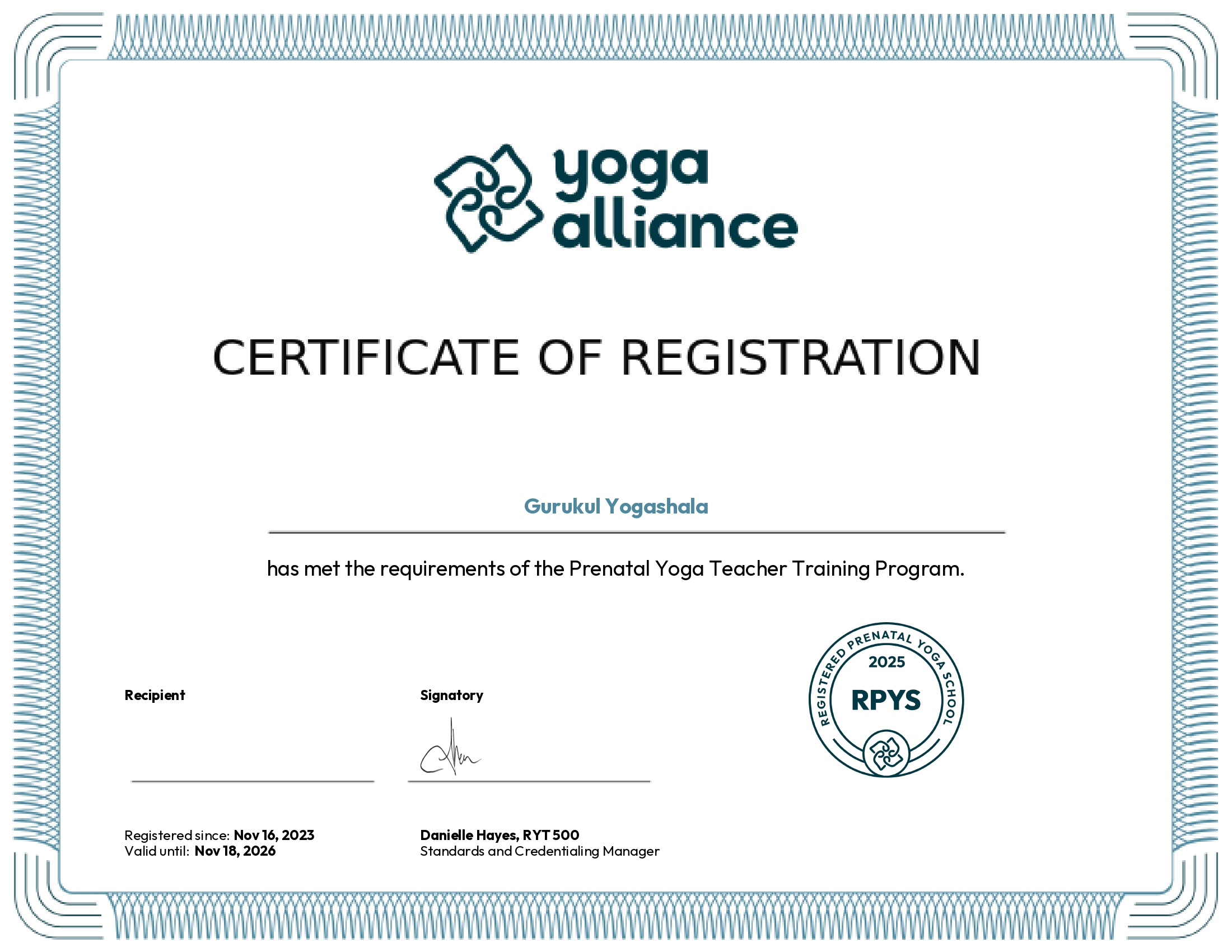 YACEP Certificate